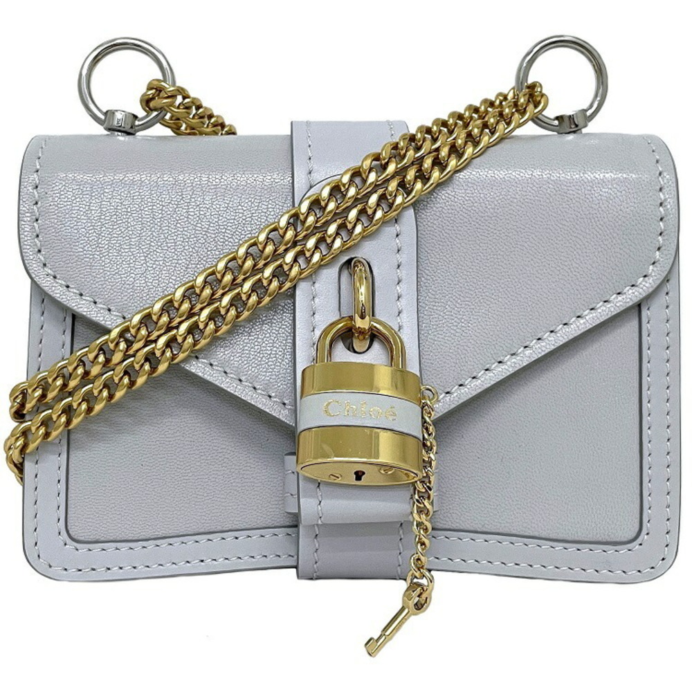 Chloe Chain Shoulder Bag Gray Blue Ay Flap Paddington Silver Gold Magnetic